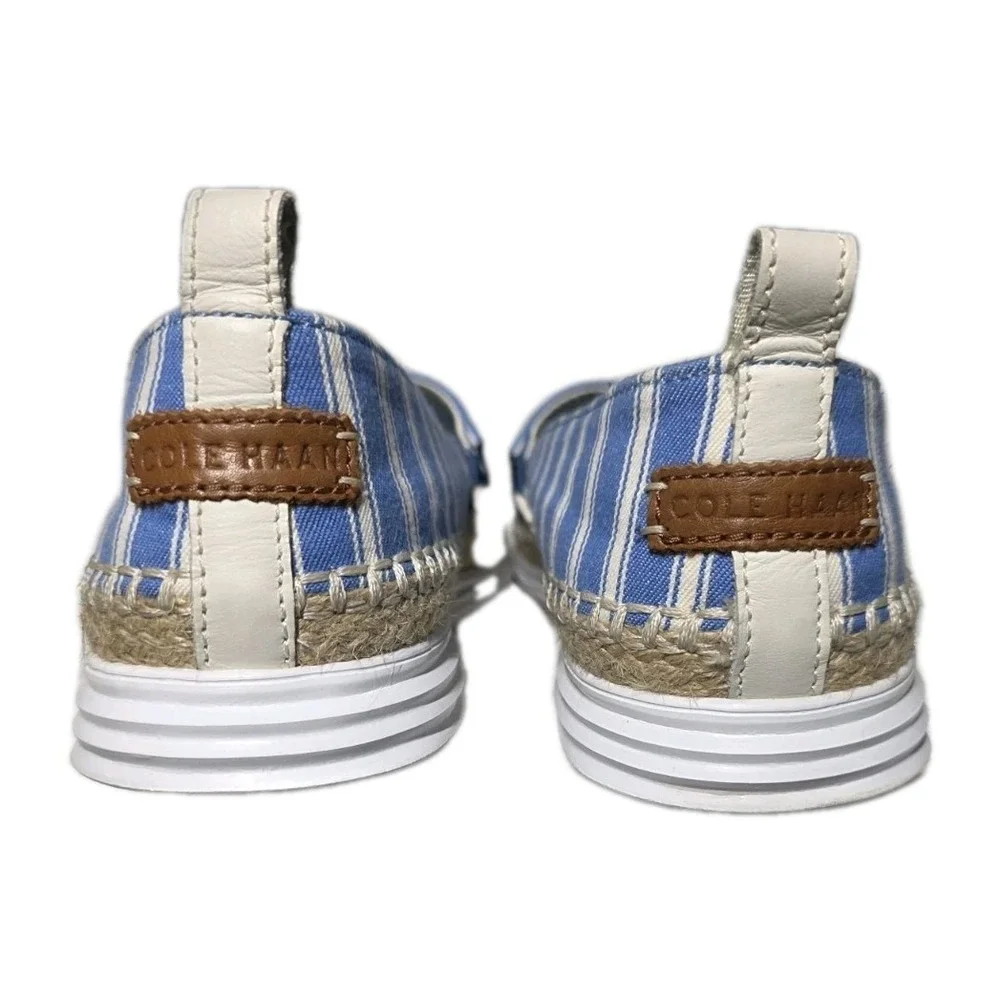 Cole Haan Ella Grand Striped Canvas Espadrille Womens Size 9B Flats Blue White